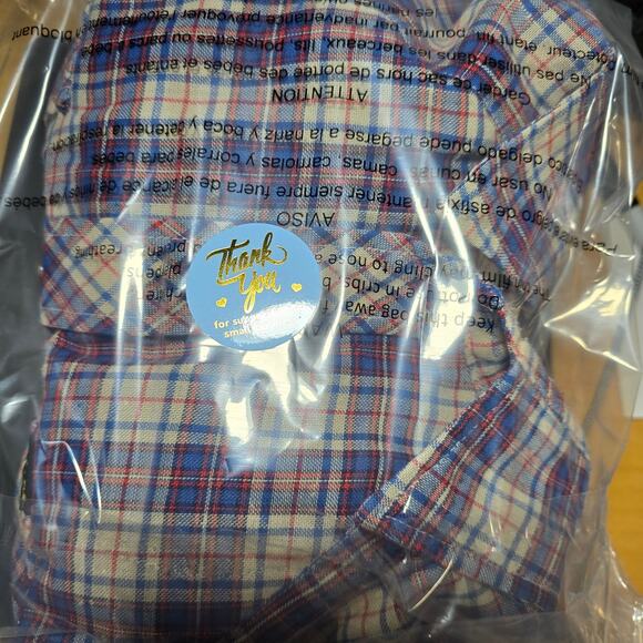 Vintage Wrangler Pearl Snap Long Sleeve Western Button Down Shirt Blue Tan Red L - Picture 7 of 7